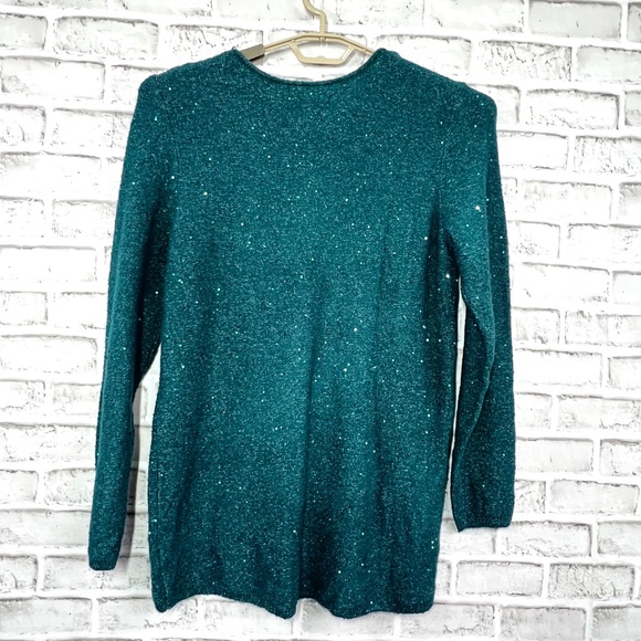 NWT🤩 |•APT. 9•| Beautiful Emerald Green Sequin Sparkle Sweater Size Large - Picture 3 of 8
